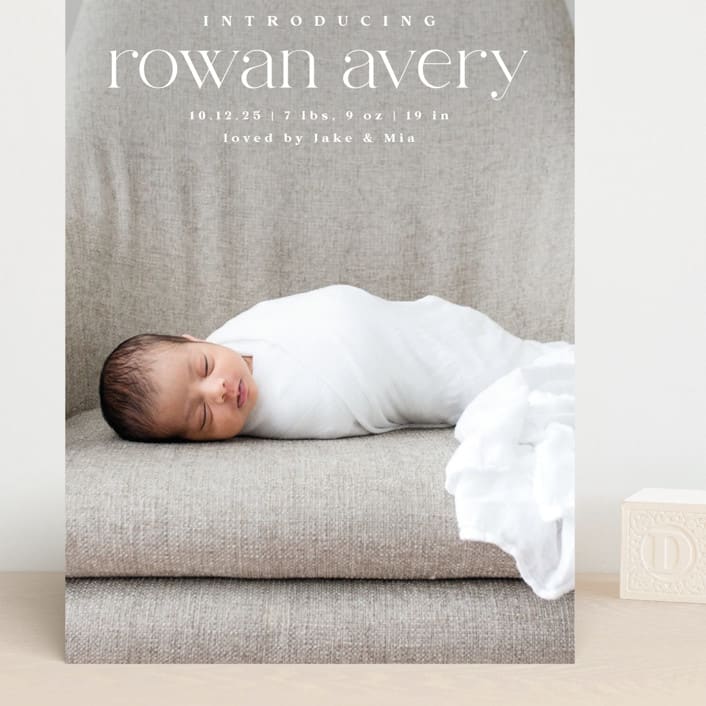 "Exemplary" - Birth Announcements in Cotton by Olivia Raufman - Front