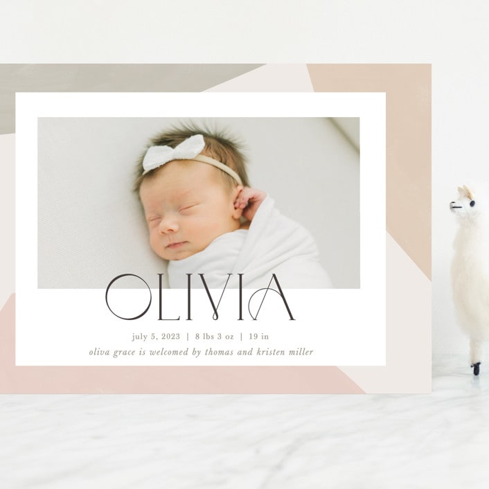 "Artful" - Birth Announcements in Sherbet by Pixel and Hank - Front