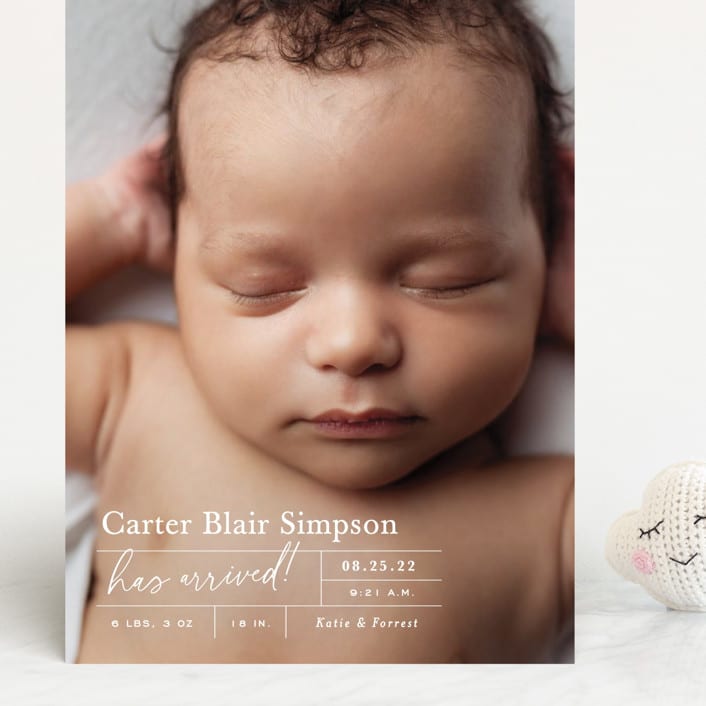 "certified cute" - Birth Announcements in Snow by Sara Hicks Malone - Front