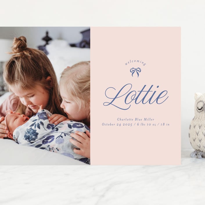 "Preppy Little Bow" - Birth Announcements in Petal by Leia Matt - Front