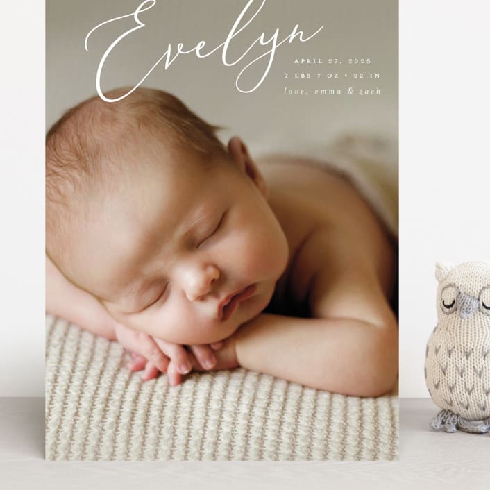 "Signature" - Birth Announcements in Sage by Ashley Rosenbaum - Front