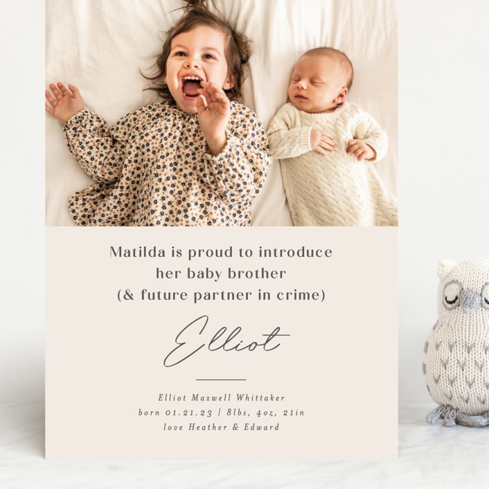 "Siblings" - Birth Announcements in Bamboo by Corinne Malesic - Front