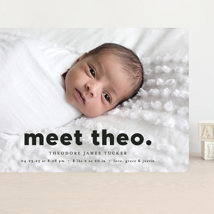 "Simple Statement" - Birth Announcements in Onyx by Erica Krystek - Front