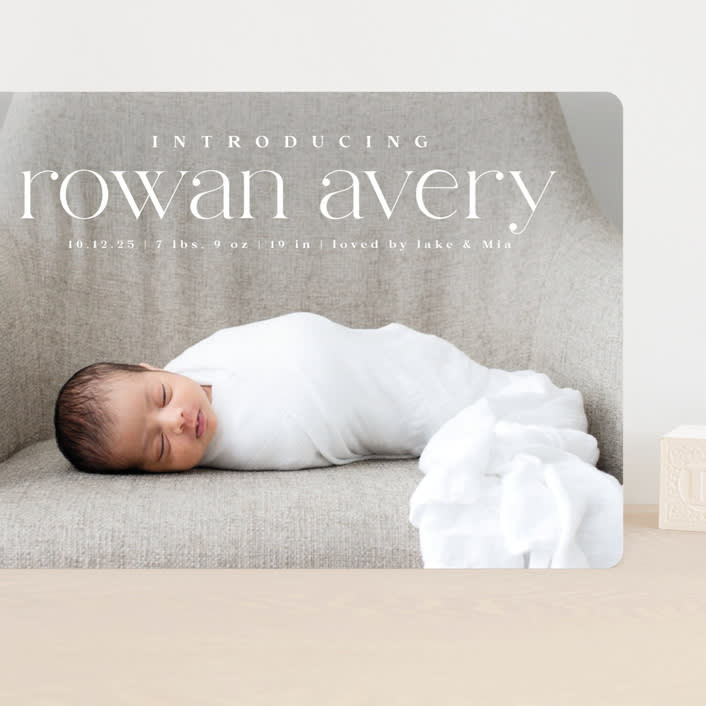 "Exemplary" - Birth Announcements in Cotton by Olivia Raufman - Front