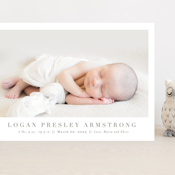 "Menil" - Birth Announcements in Fawn by Megan Davis - Front