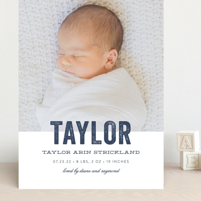 "Statement" - Birth Announcements in Marine by Sara Hicks Malone - Front