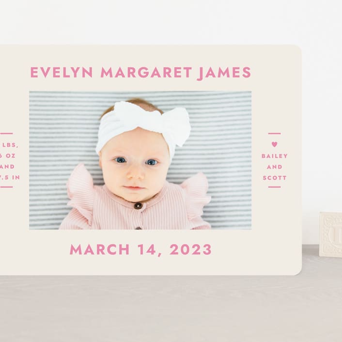 "present perfect" - Birth Announcements in Peony by Megan Davis - Front