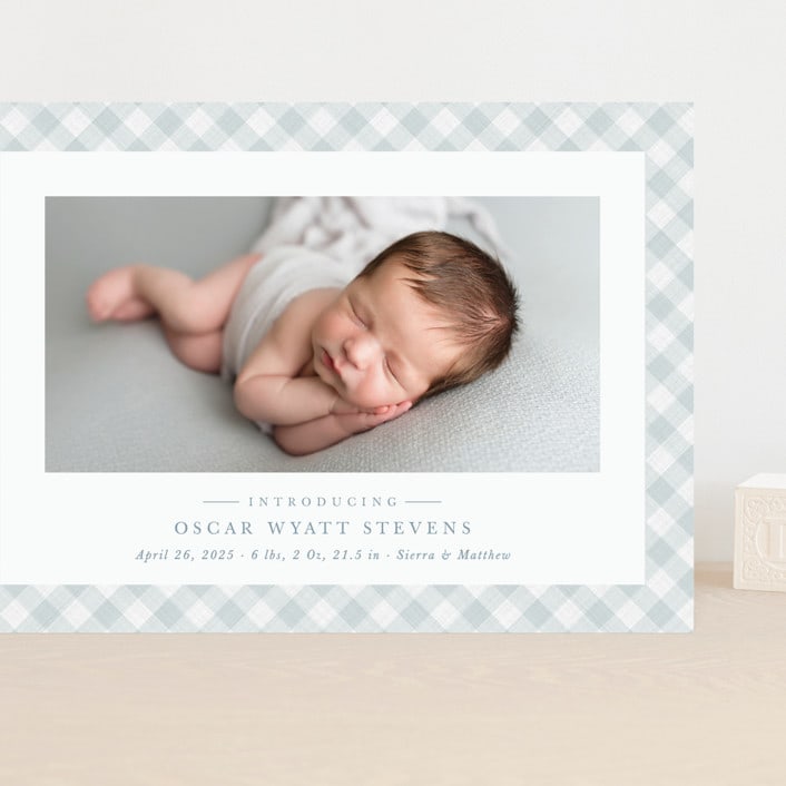 "Checked" - Birth Announcements in Sky by Lea Delaveris - Front