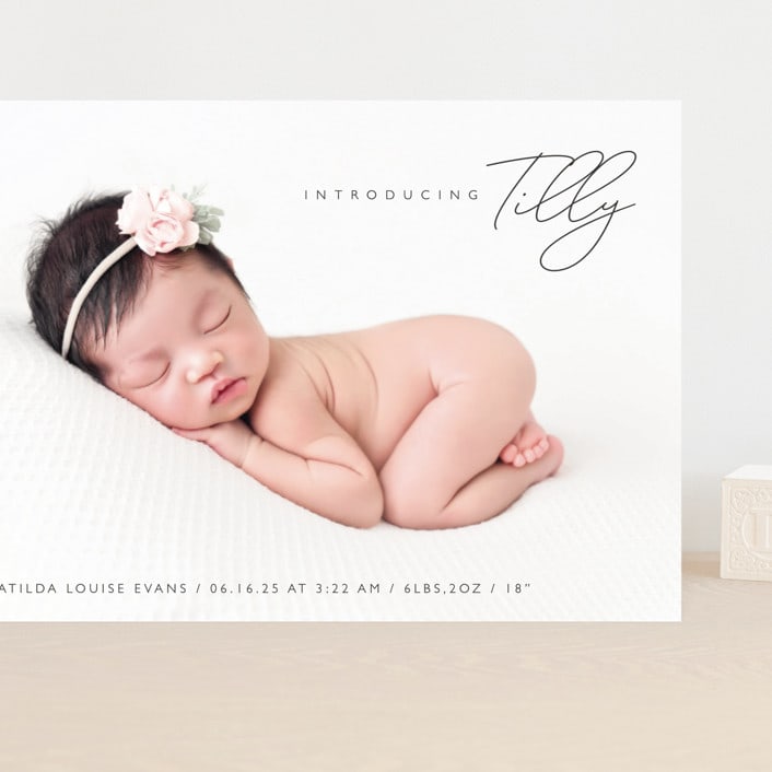 "Nickname Intro" - Birth Announcements in Raven by Olivia Raufman - Front