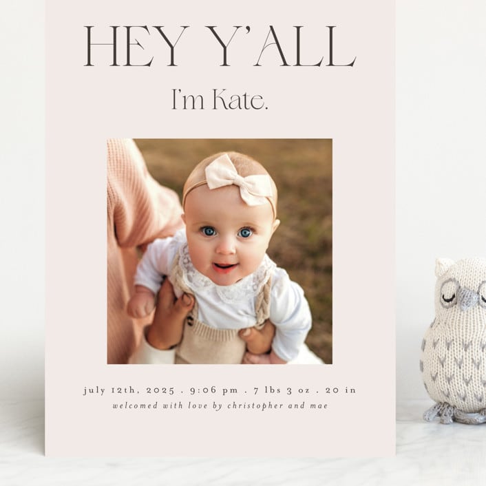 "Southern Babe" - Birth Announcements in Sand by Morgan Kendall - Front