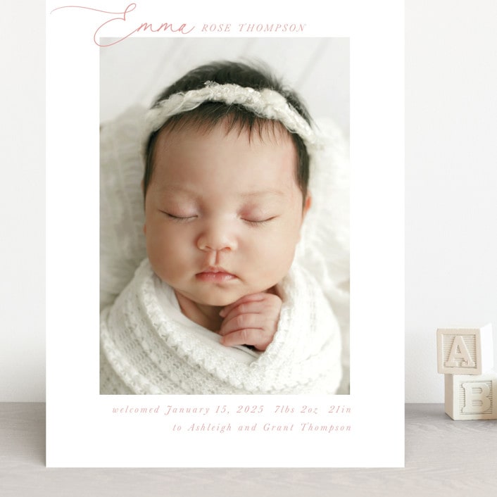 "Sweetest" - Birth Announcements in Rose by Jenna Holcomb - Front