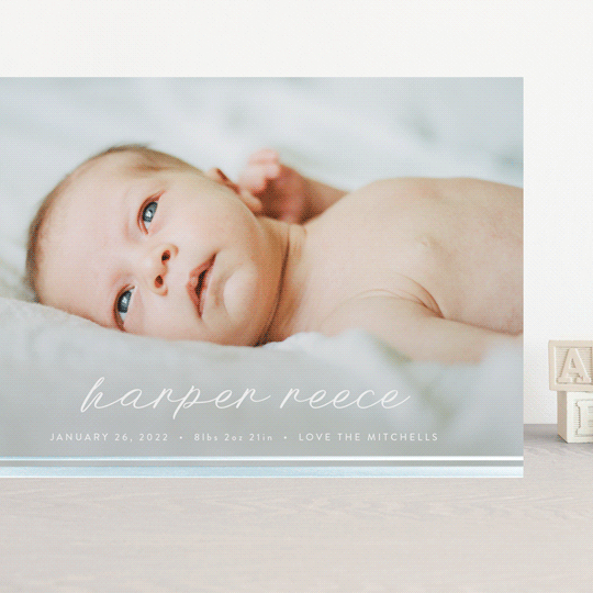 "Stripe Bottom" - Birth Announcements in Cotton by Carolyn MacLaren - Front