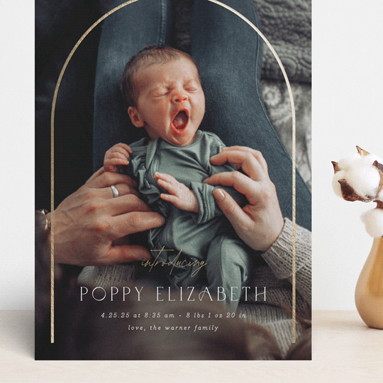 "Classic Arch" - Birth Announcements in Linen by Erica Krystek - Front