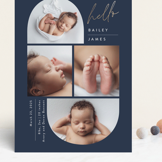 "So Current" - Birth Announcements in Navy by Carolyn MacLaren - Front