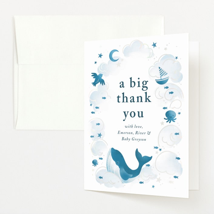 "Sea Adventure" - Baby Shower Thank You Cards in Aqua by Snow and Ivy - Front