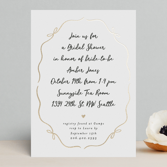 "Casual bows" - Bridal Shower Invitations in Snow by Alethea and Ruth - Front
