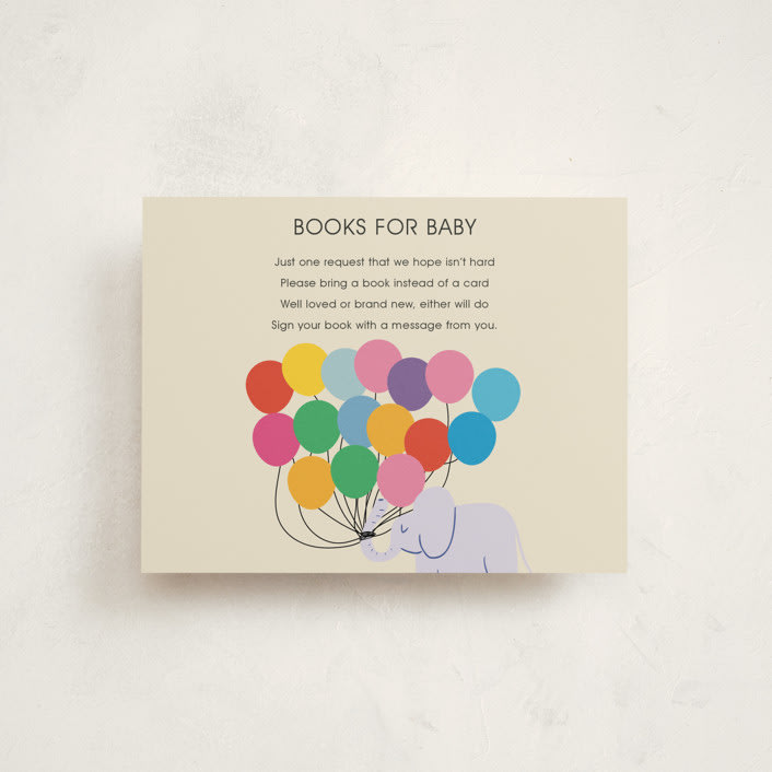"Elephant Parade" - Baby Shower Insert Cards in Cream by Harriet Richter - Front