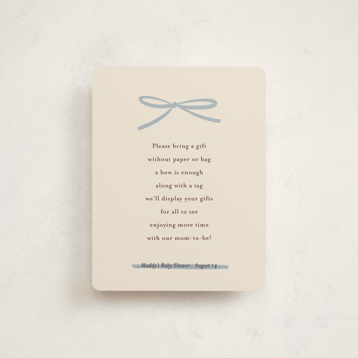 "Baby Bow" - Baby Shower Insert Cards in Denim by Ani Somi - Front