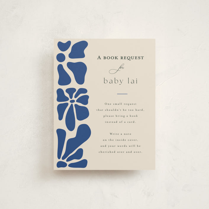 "Modern Bloom" - Baby Shower Insert Cards in Cobalt by Joyce Pinheiro - Front