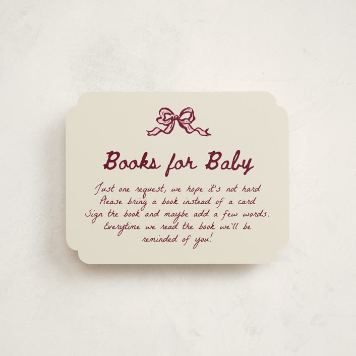 "Bow Corners" - Baby Shower Insert Cards in Rosewood by Cass Loh - Front