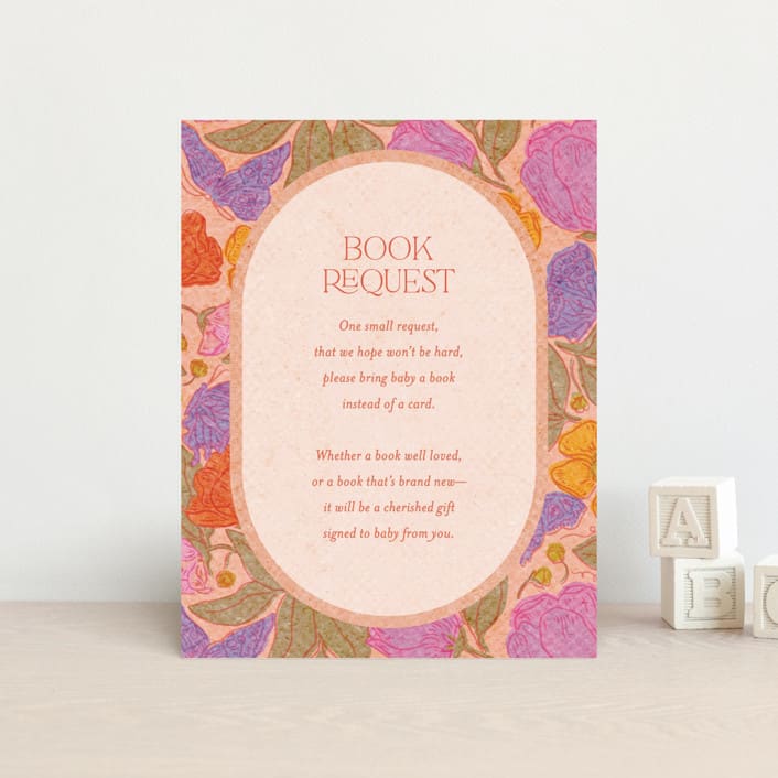 "Vintage Garden" - Baby Shower Insert Cards in Peach by Simona Camp - Front
