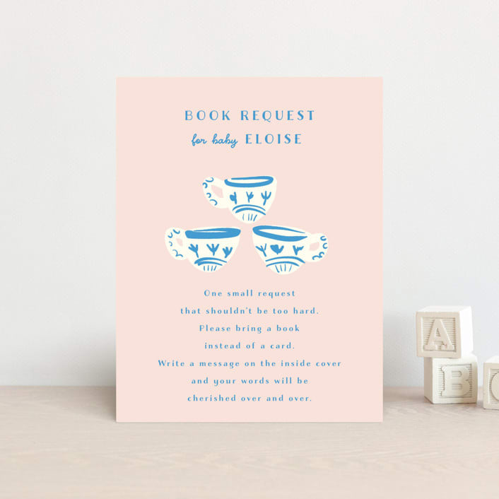 "China Tea Set" - Baby Shower Insert Cards in Blush by Ani Somi - Front