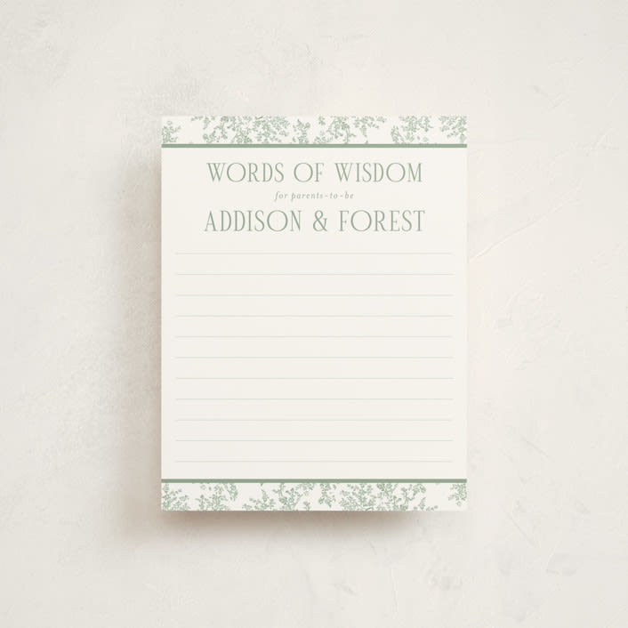 "Safari" - Baby Shower Insert Cards in Palm by Jenna Holcomb - Front