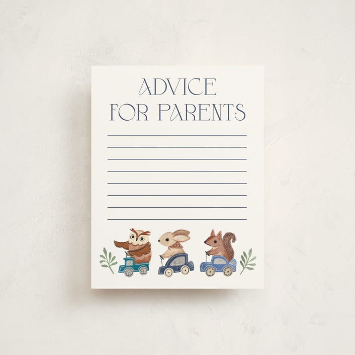 "woodland cars" - Baby Shower Insert Cards in Navy by Vivian Yiwing - Front