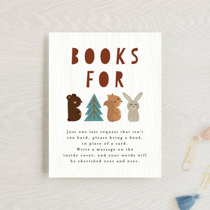 "Woodland Type" - Baby Shower Insert Cards in Birch by Erica Krystek - Front