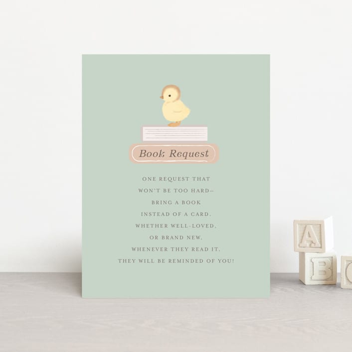 "Lil Duck" - Baby Shower Insert Cards in Sage by Itsy Belle Studio - Front