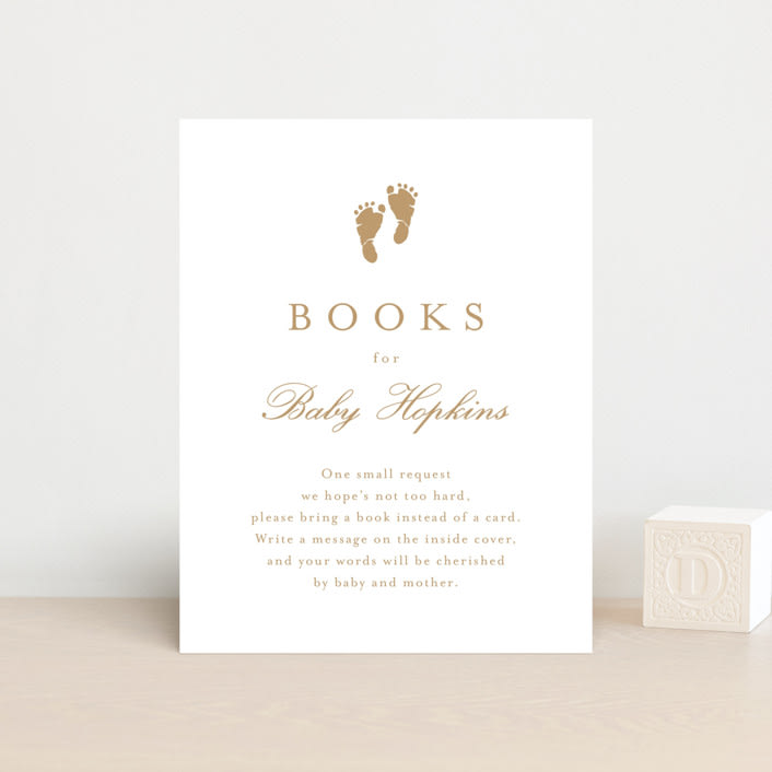 "Footprint" - Baby Shower Insert Cards in Golden by Stacey Meacham - Front