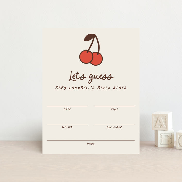 "Cherry on Top" - Baby Shower Insert Cards in Sundae by Megan Davis - Front