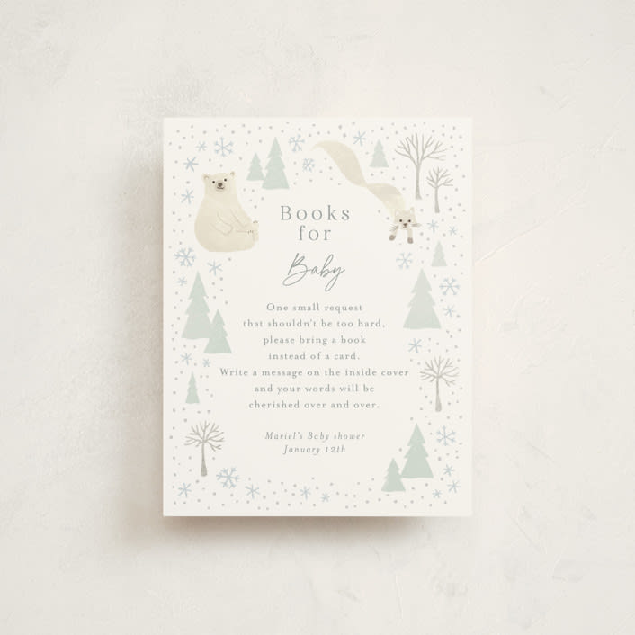 "Arctic friends" - Baby Shower Insert Cards in Seafoam by Jennifer Wick - Front
