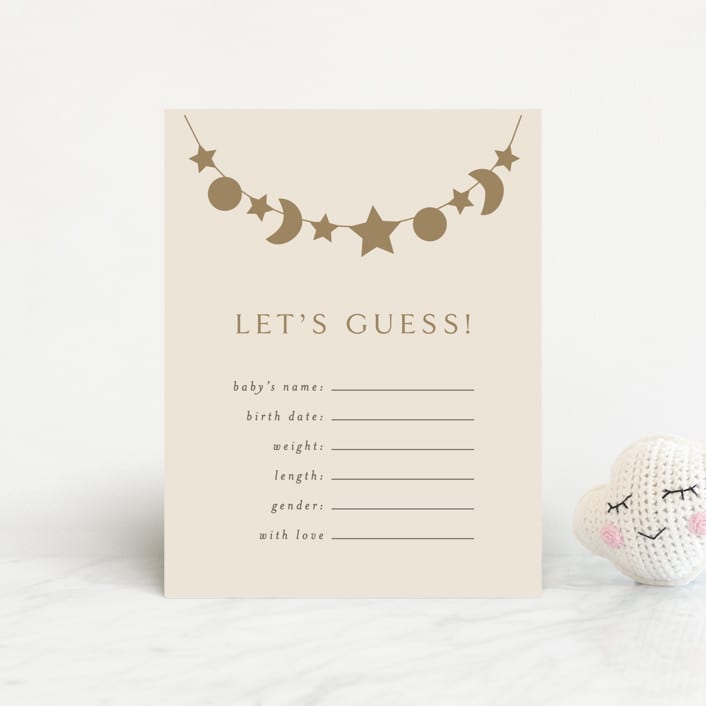 "Night Sky Garland" - Baby Shower Insert Cards in Ecru by Angela Thompson - Front