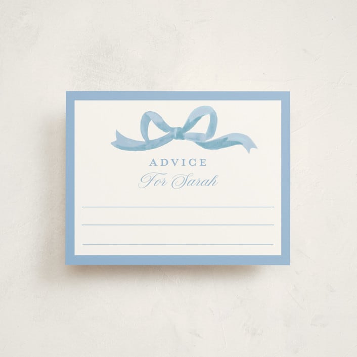 "Painted Bow" - Baby Shower Insert Cards in Sky by Teju Reval - Front