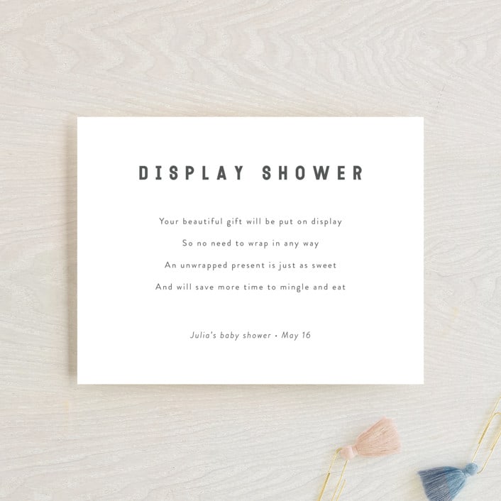 "Modern Display Shower" - Baby Shower Insert Cards in Baby Powder by Minted - Front