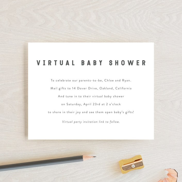 "Modern Virtual Baby Shower" - Baby Shower Insert Cards in Baby Powder by Minted - Front