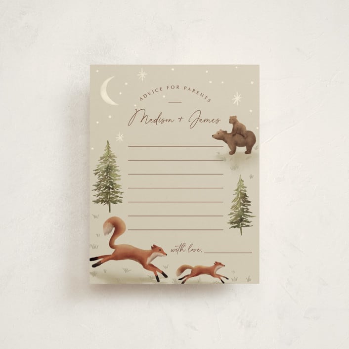 "Forest Adventure" - Baby Shower Insert Cards in Olive by Elly - Front