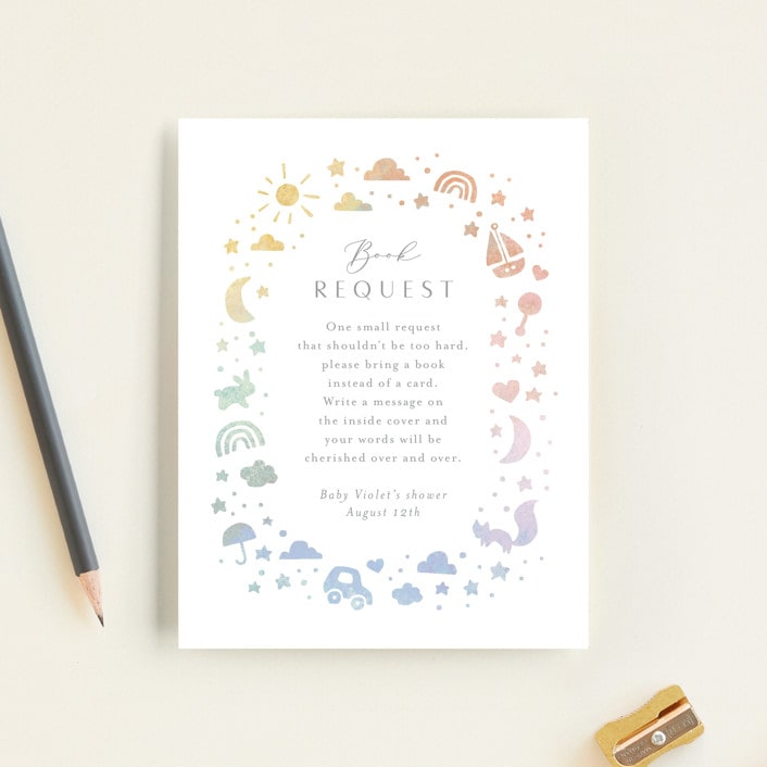"Ethereal stars" - Baby Shower Insert Cards in Rainbow by Jennifer Wick - Front