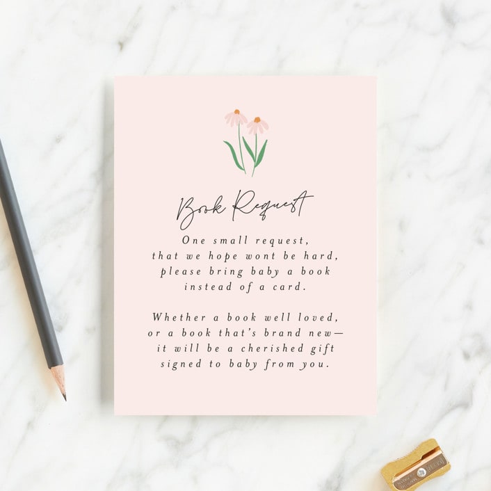 "She's a Wildflower" - Baby Shower Insert Cards in Pastel by Itsy Belle Studio - Front