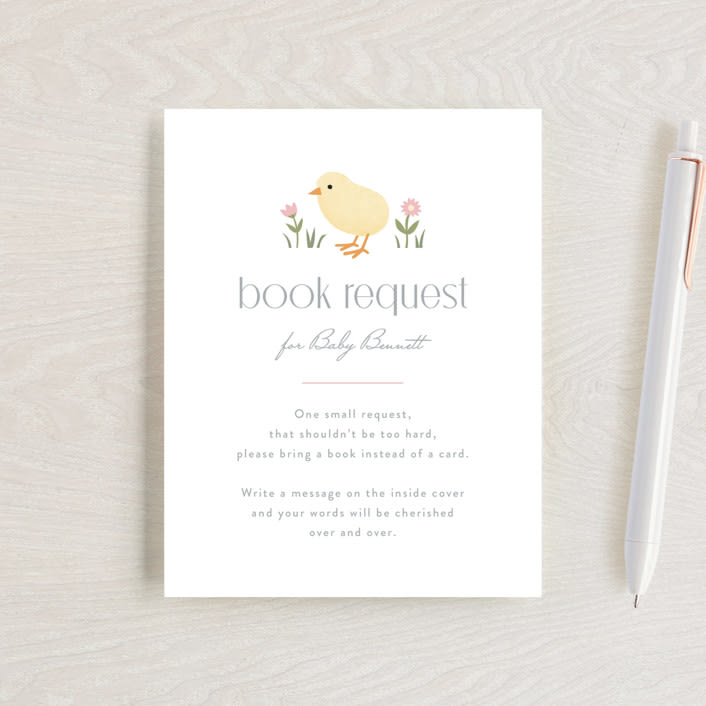 "Little Chick" - Baby Shower Insert Cards in Blush by Carolyn MacLaren - Front