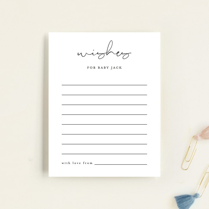 "Just Me" - Baby Shower Insert Cards in Midnight by Lehan Veenker - Front
