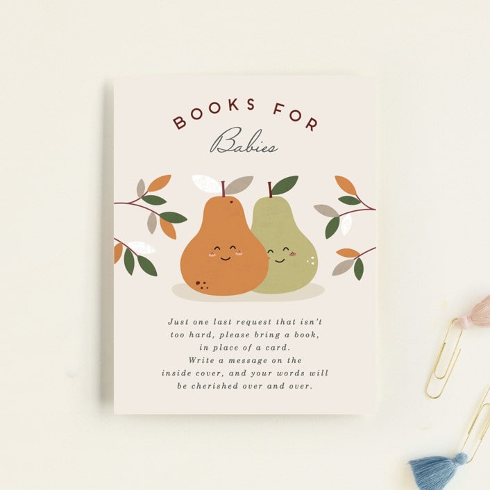 "Sweet Pair" - Baby Shower Insert Cards in Clay by Erica Krystek - Front