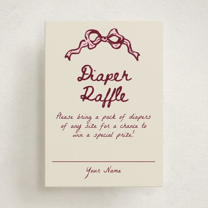"Bow Corners" - Baby Shower Mini Insert Cards in Rosewood by Cass Loh - Front