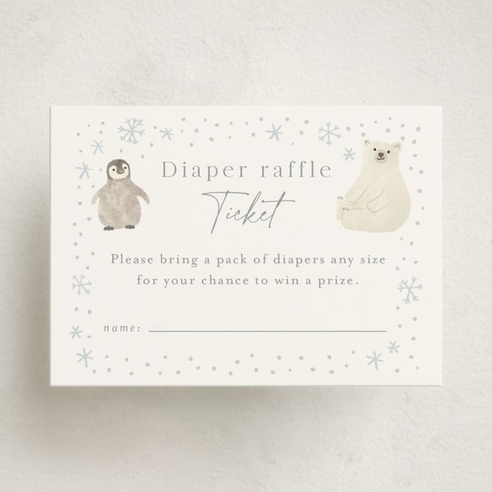 "Arctic friends" - Baby Shower Mini Insert Cards in Seafoam by Jennifer Wick - Front