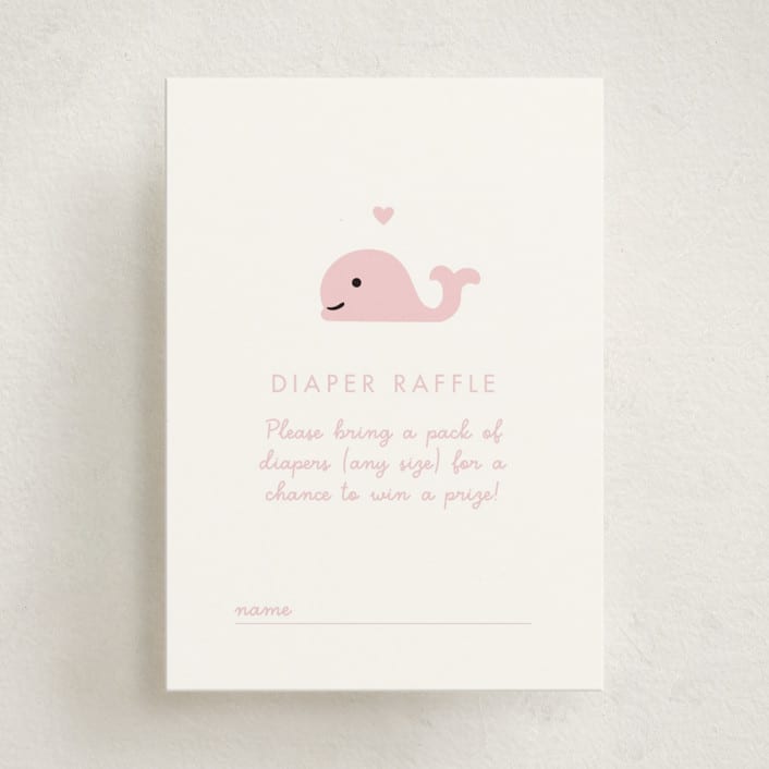 "Baby Whale On The Way" - Baby Shower Mini Insert Cards in Baby Pink by mo kelley - Front
