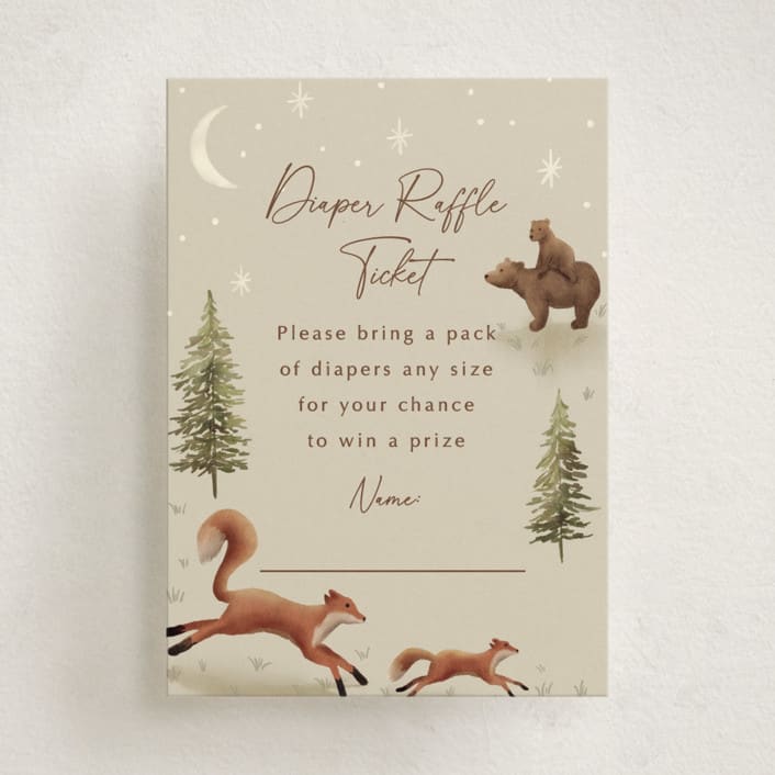 "Forest Adventure" - Baby Shower Mini Insert Cards in Olive by Elly - Front