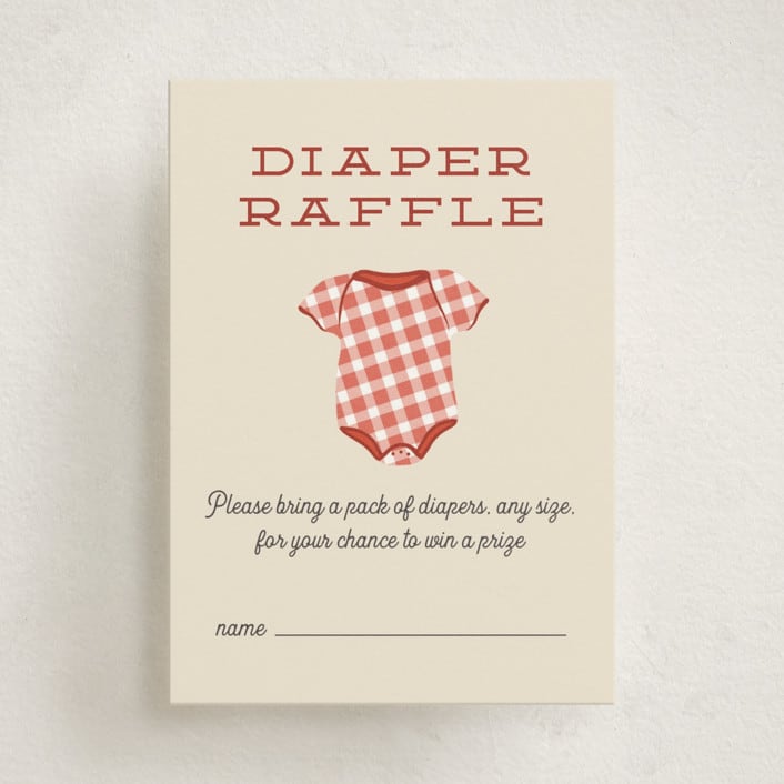 "Baby-Q" - Baby Shower Mini Insert Cards in Ketchup by Jamie Alexander - Front