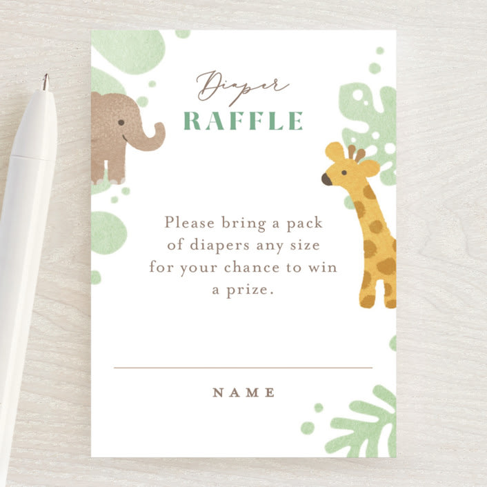 "Petite Safari" - Baby Shower Mini Insert Cards in Mint by Jennifer Wick - Front
