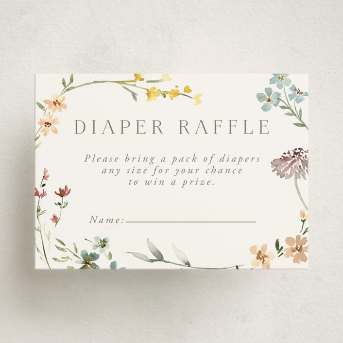 "Gentle Wildflower" - Baby Shower Mini Insert Cards in Meadow by Petra Kern - Front
